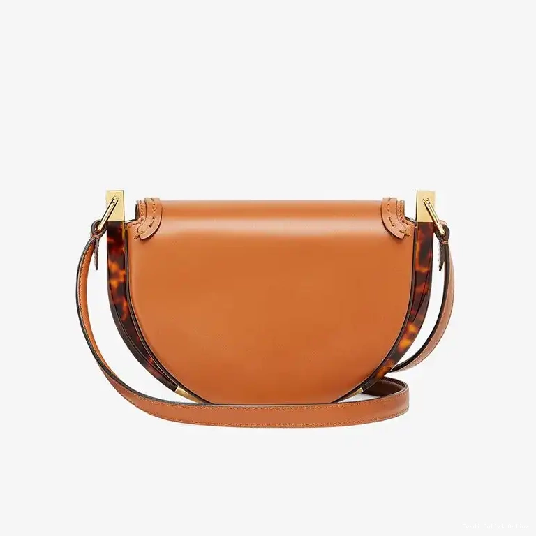 Cheap Fendi In Brown Bag Moonlight Leather Calf Logo ROMA 0616